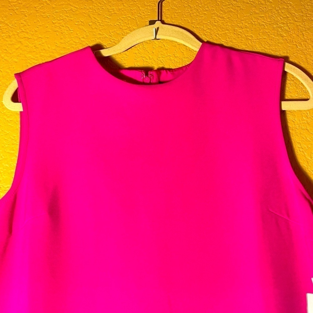 VICTORIA BECKHAM Fuchsia Sleeveless Cocktail Dress Ruffle Hem Bright Pink Size S - Picture 4 of 13
